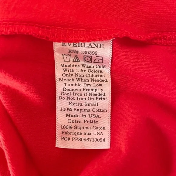 Everlane red Supima Cotton Tee Made in USA XS NWT - Picture 8 of 8